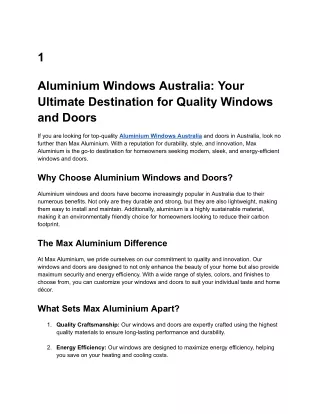 Aluminium Windows Australia