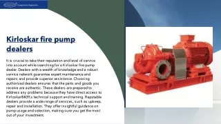 "Kirloskar Pump Dealers in India: Types and Maintenance  Importance"