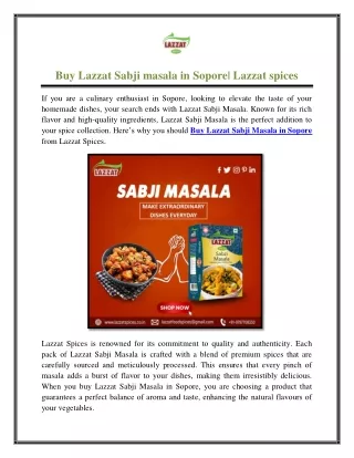 Buy Lazzat Sabji masala in Sopore| Lazzat spices