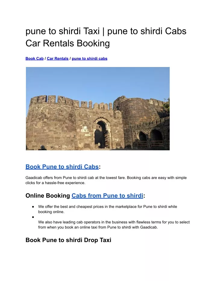 pune to shirdi taxi pune to shirdi cabs