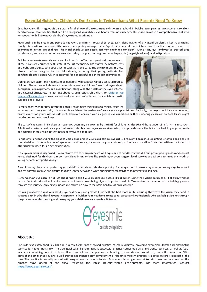 essential guide to children s eye exams