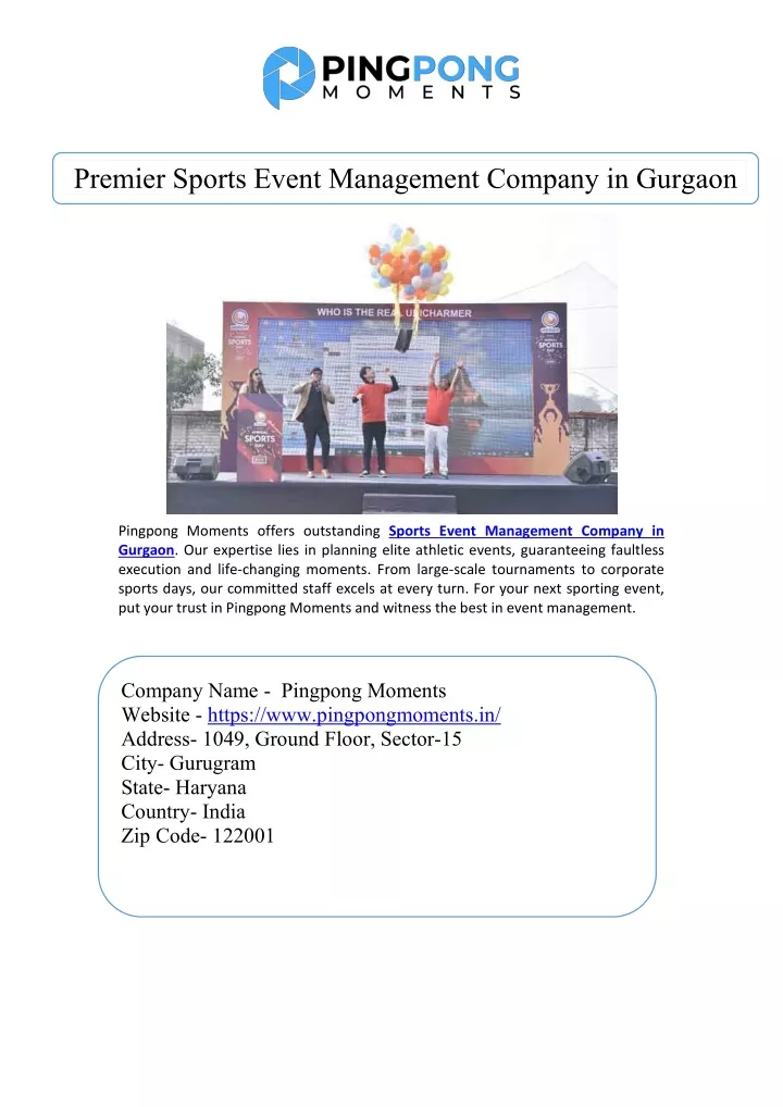 premier sports event management company in gurgaon