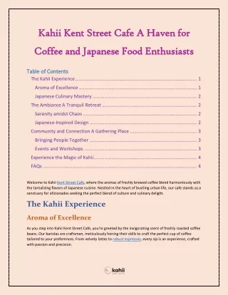 Kahii Kent Street Cafe A Haven for Coffee and Japanese Food Enthusiasts