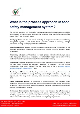 Process approach in food safety management system