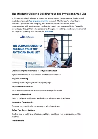 The Ultimate Guide to Building Your Top Physician Email List