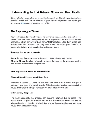Understanding the Link Between Stress and Heart Health