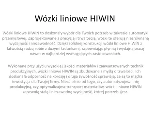 Wózki liniowe HIWIN