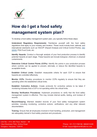 Get a food safety management system