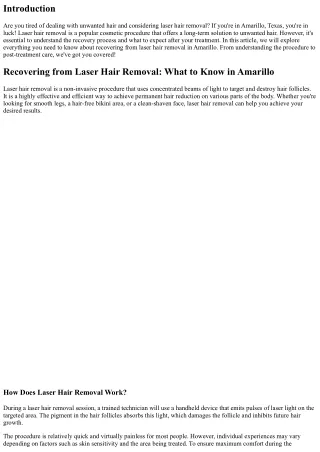 Recovering from Laser Hair Removal: What to Know in Amarillo