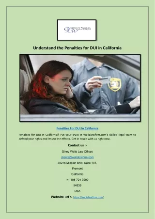 Understand the Penalties for DUI in California