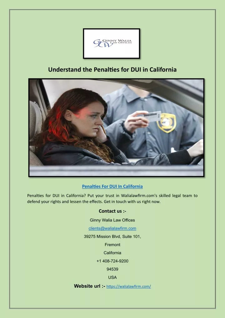 understand the penalties for dui in california