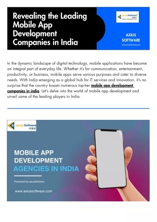 Revealing the Leading Mobile App Development Companies in India