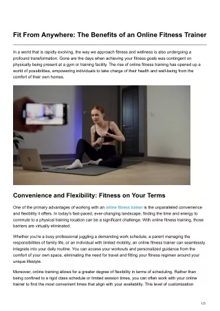 Fit From Anywhere The Benefits of an Online Fitness Trainer