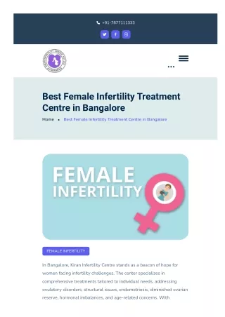 Best Female Infertility Treatment Centre in Bangalore