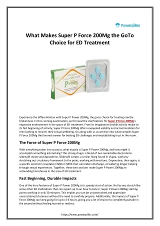 What Makes Super P Force 200Mg the GoTo Choice for ED Treatment