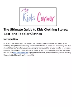 Kids Clothing Stores