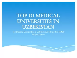 Top 10 Medical Universities in Uzbekistan