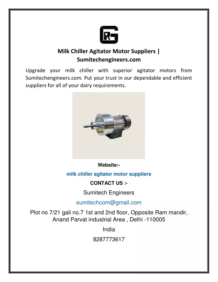 milk chiller agitator motor suppliers