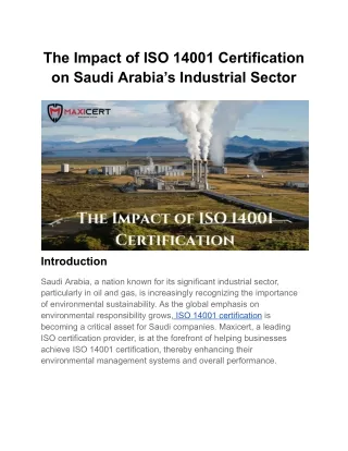 The Impact of ISO 14001 Certification on Saudi Arabia’s Industrial Sector