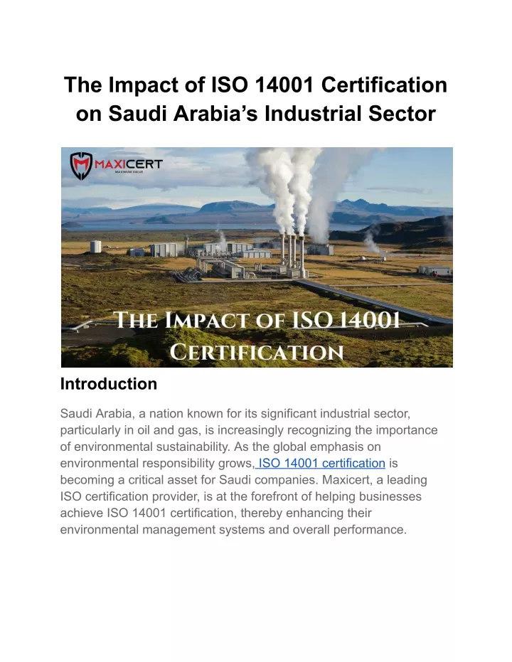 the impact of iso 14001 certification on saudi