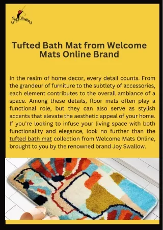 Tufted Bath Rug and Kitchen Floor Mats for Every Space