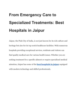 From Emergency Care to Specialized Treatments_ Best Hospitals in Jaipur