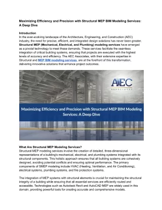 Maximizing Efficiency and Precision with Structural MEP BIM Modeling Services
