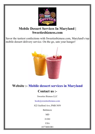 Mobile Dessert Services In Maryland  Sweetiesbizness.com