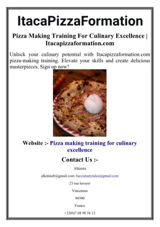 Pizza Making Training For Culinary Excellence  Itacapizzaformation.com