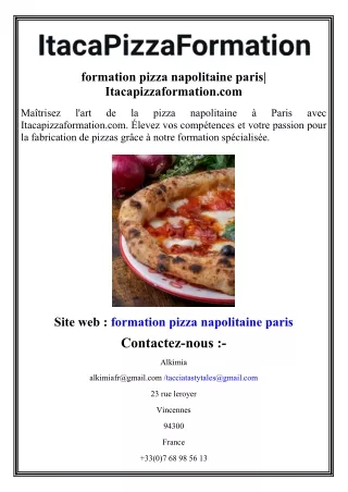 formation pizza napolitaine paris Itacapizzaformation.com