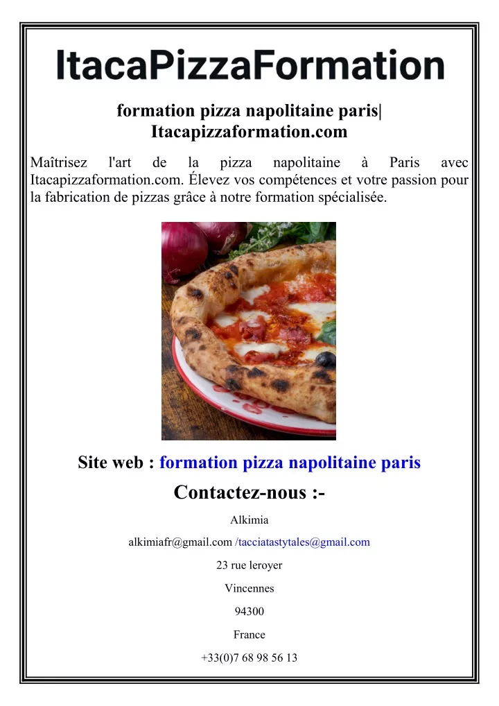 formation pizza napolitaine paris