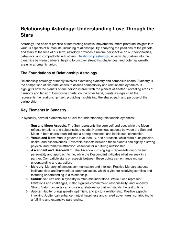 relationship astrology understanding love through