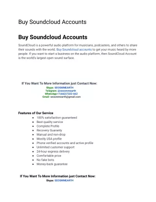 Best Sites to Buy Soundcloud Accounts   in Bulk (PVA & Aged)