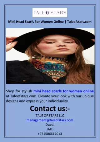 Mini Head Scarfs For Women Online  Taleofstars.com