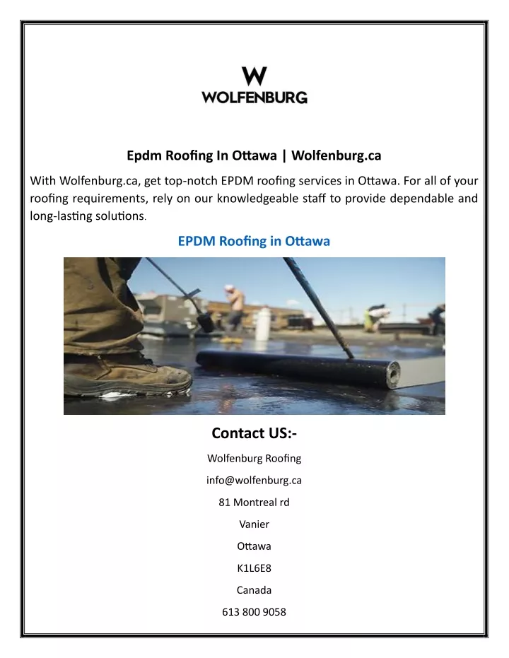 epdm roofing in ottawa wolfenburg ca