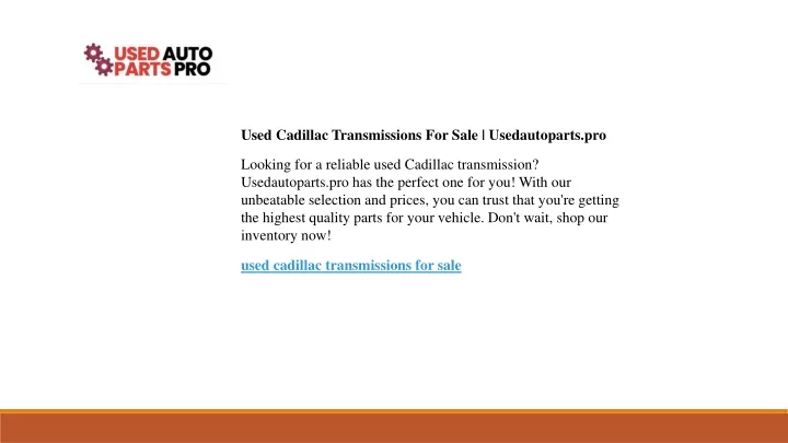 used cadillac transmissions for sale