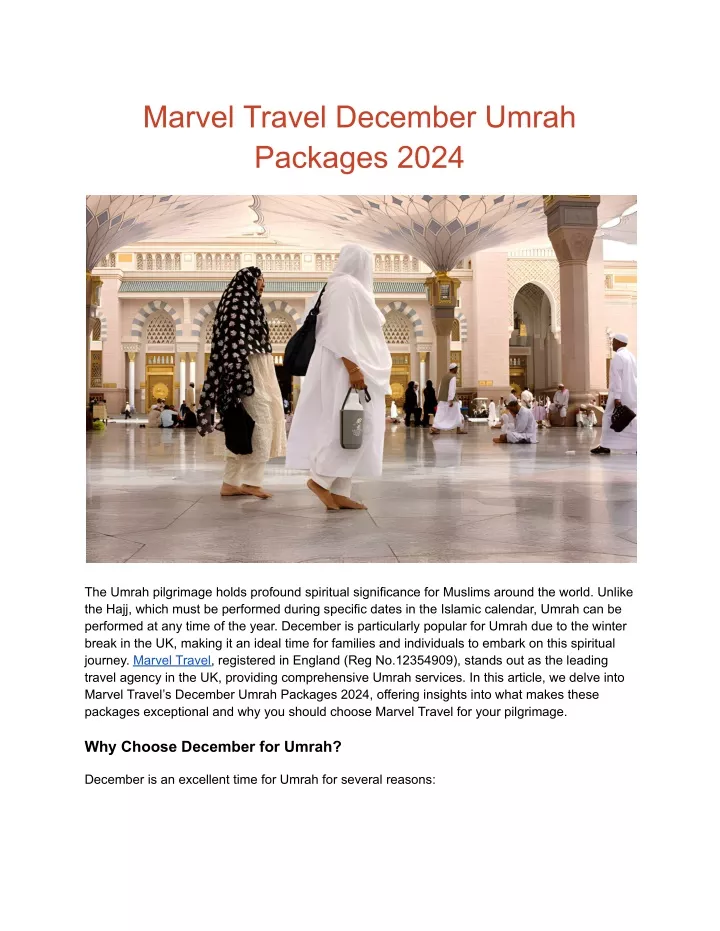 marvel travel december umrah packages 2024