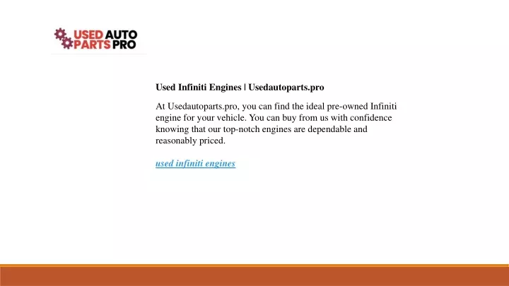 used infiniti engines usedautoparts pro