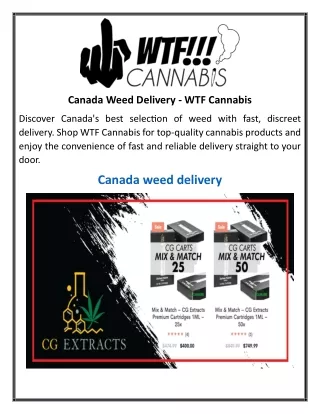 Canada Weed Delivery  WTF Cannabis