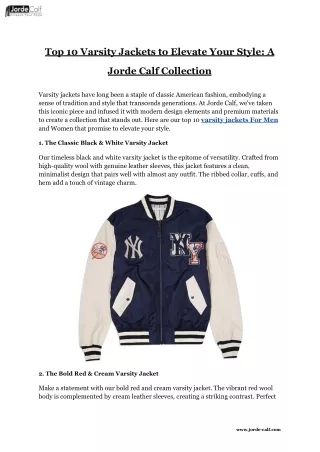 Top 10 Varsity Jackets to Elevate Your Style_ A Jorde Calf Collection