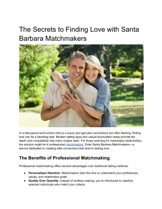 The Secrets to Finding Love with Santa Barbara Matchmakers