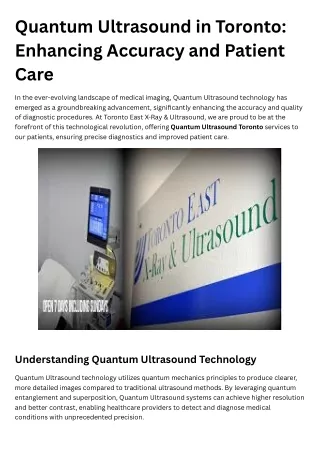 Quantum Ultrasound in Toronto Enhancing Accuracy and Patient Care