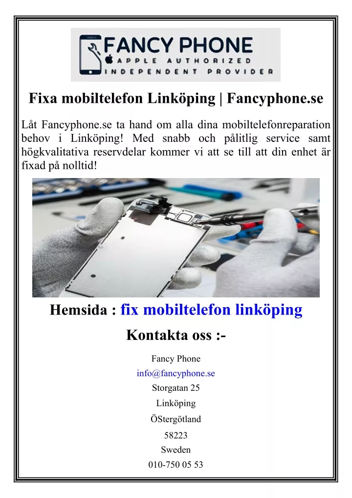 fixa mobiltelefon link ping fancyphone se