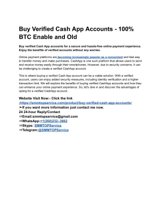 Buy Verified Cash App Accounts - 100% BTC Enable and Old