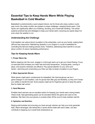 Keep Hands Warm While Playing Basketball in Cold Weather