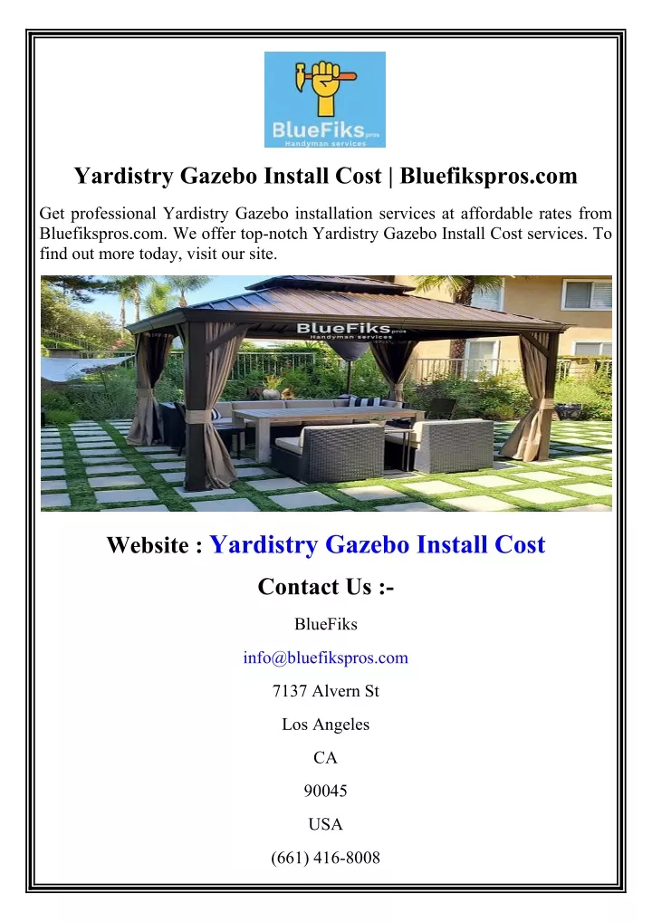 yardistry gazebo install cost bluefikspros com