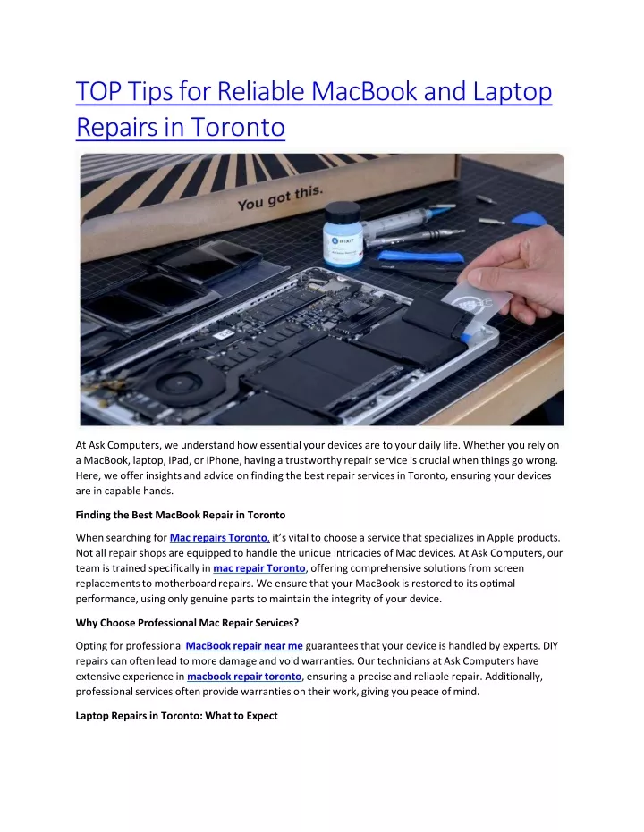 top tips for reliable macbook and laptop repairs in toronto