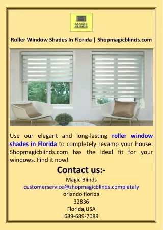 Roller Window Shades In Florida  Shopmagicblinds.com