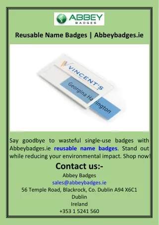 Reusable Name Badges  Abbeybadges.ie