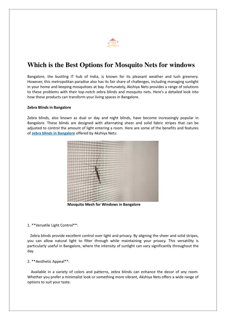 which is the best options for mosquito nets